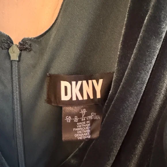 DKNY Dark Teal Velvet Midi Dress - Picture 2 of 4